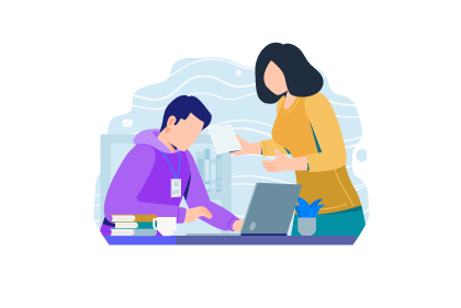 An illustration of a counsellor providing the best possible service to students